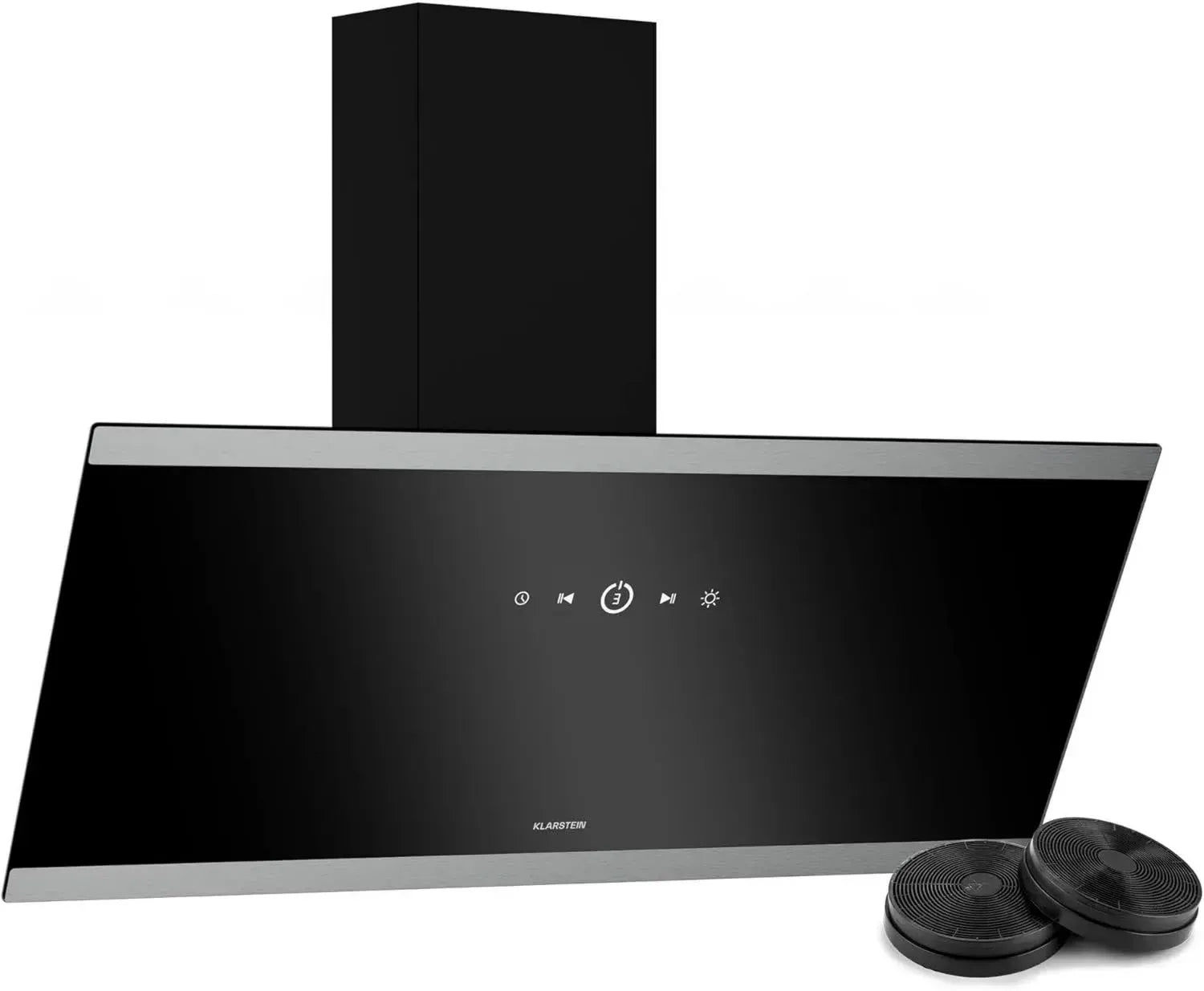 Klarstein 90 cm Kopffrei-Dunstabzugshaube, Touch-Bedienung, A++ Energieklasse, LED, leise 34,5 dB, Schwarz, Abluft & Umluft