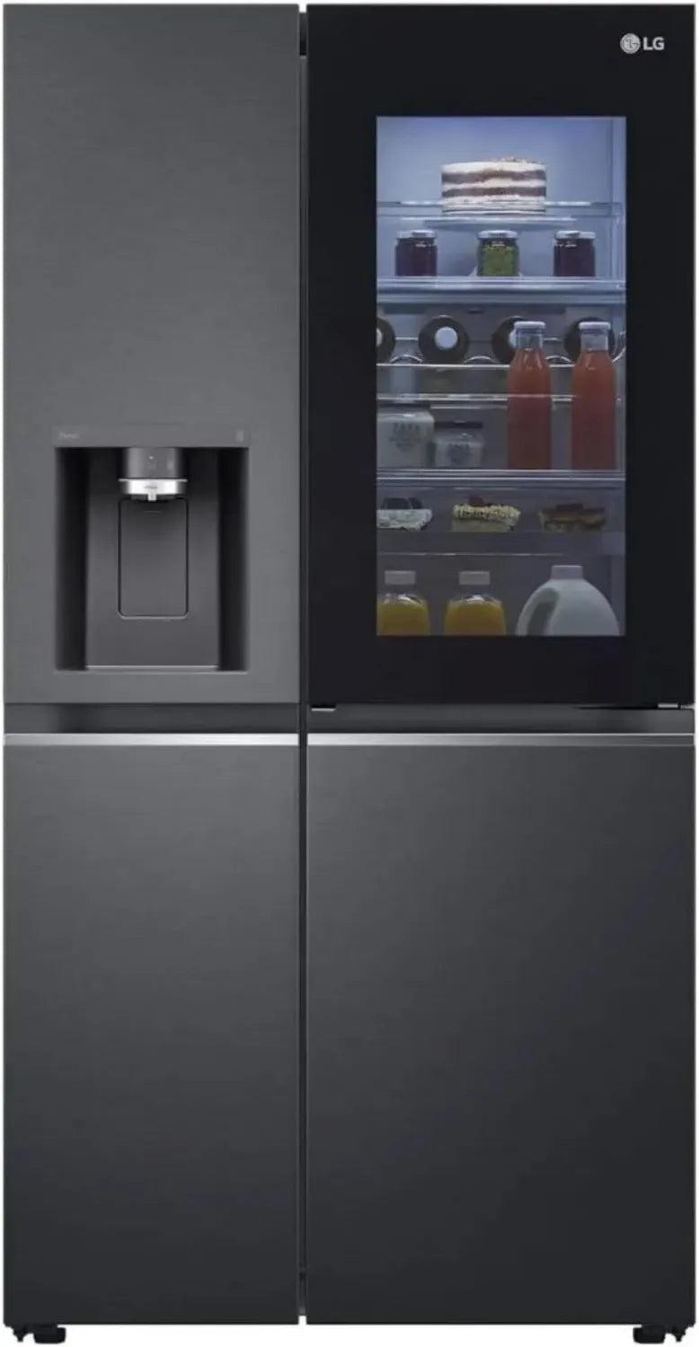 LG Side-by-Side Kühlschrank mit InstaView & Craft Ice, 635L, Wasserspender, Schwarz