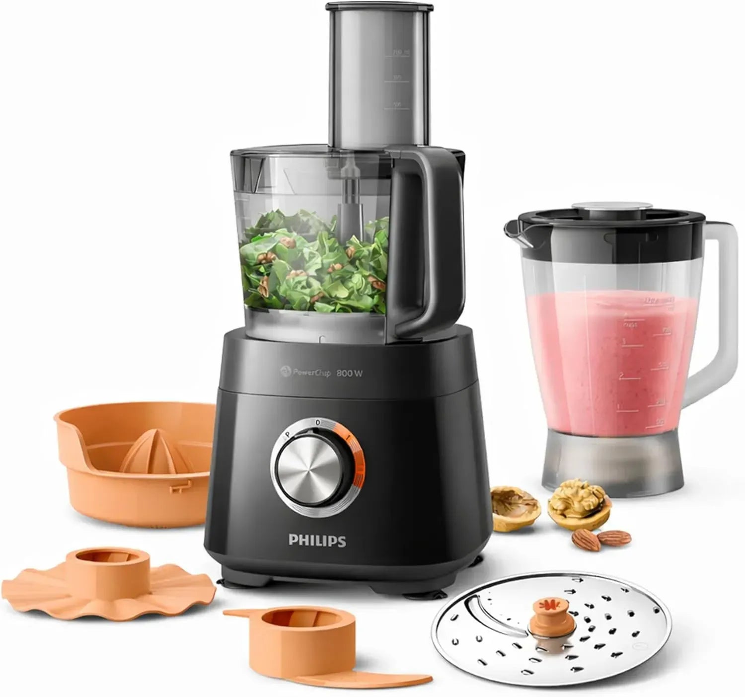 Philips Viva Küchenmaschine, 800W, PowerChop, 1,5L, 29 Funktionen, Zitruspresse