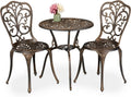 Antike Gartenmöbel Sets: 3-teiliges Set mit Tisch und 2 Stühlen aus Aluminiumguss, Schwarz/Bronze