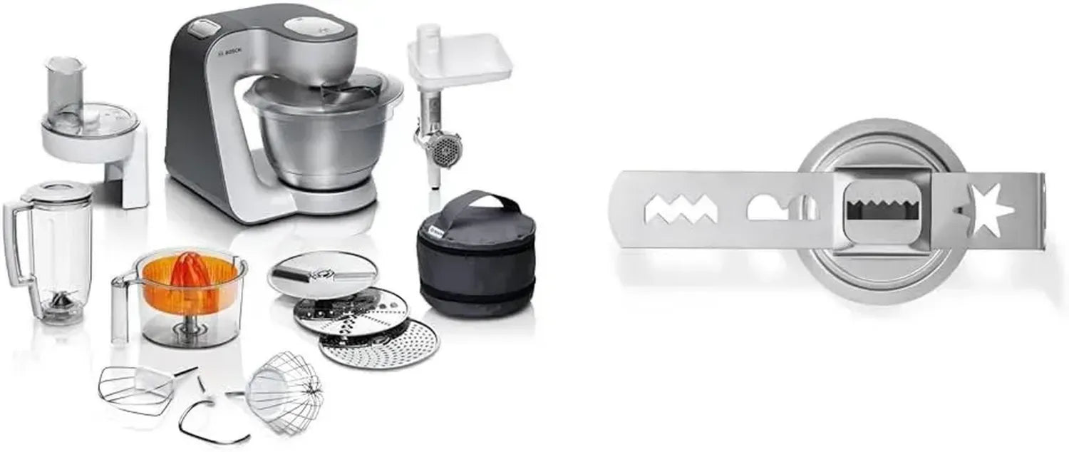 Bosch Küchenmaschine Serie 6 MUM56340, 3,9 L Schüssel, 1,25 L Mixer & Edelstahl Gebäckvorsatz, ideal zum Backen, kompatibel mit Serie 4 & 2