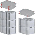PROREGAL Set 5x Eurobox NextGen mit Deckel & roten Verschlüssen, 65L, Grau, Stapelbox