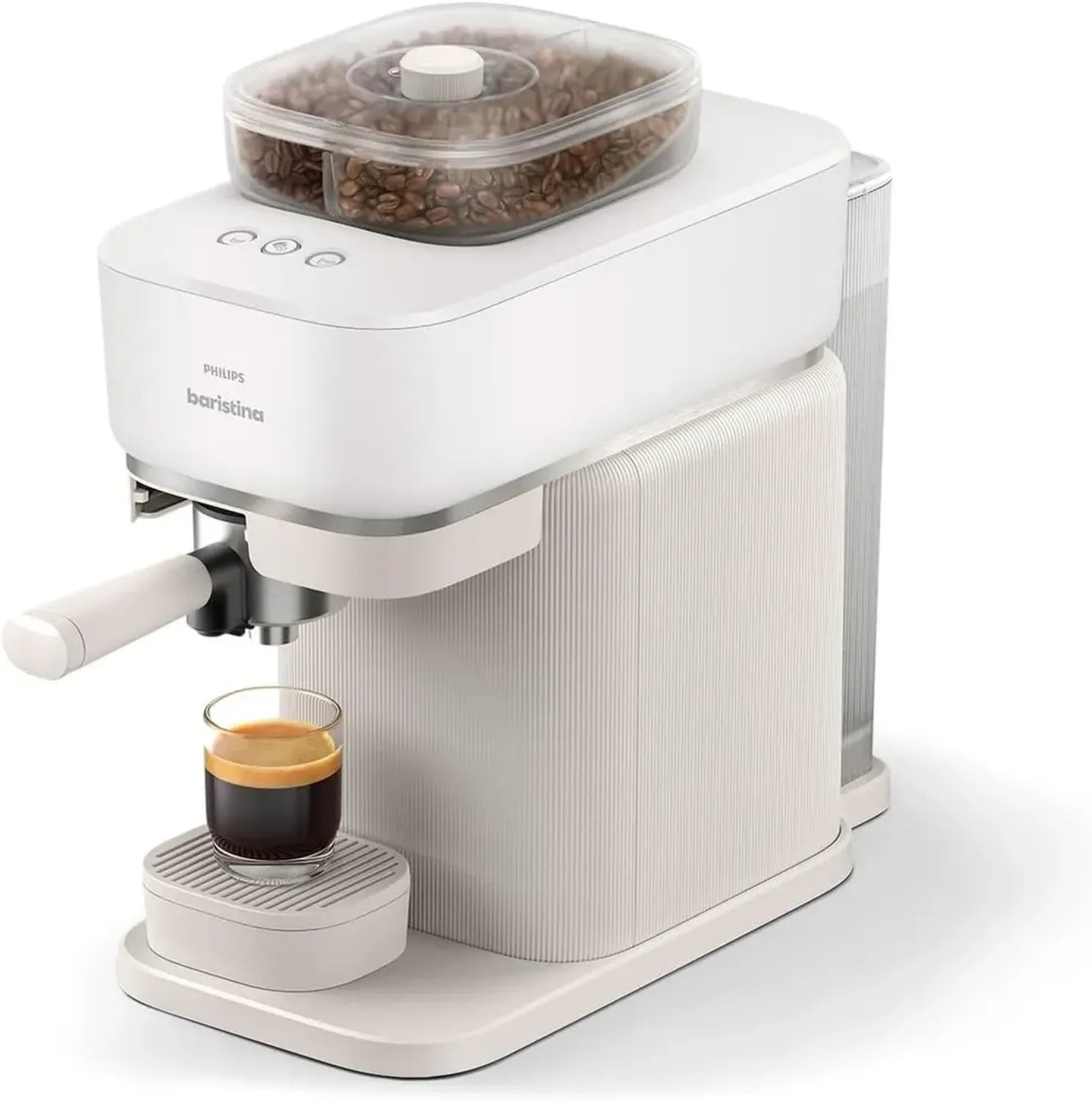 Philips Baristina Espressomaschine mit Dual-Bean-Behälter und automatischer Brühfunktion, 16 Bar, leicht zu reinigen, Espresso & Café Crema, naturweiß