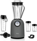 Hochleistungsmixer für Smoothies mit 24.500 U/Min, inklusive Sportbecher, 3 Programme, 10 Geschwindigkeiten, BPA-freier Tritan-Behälter