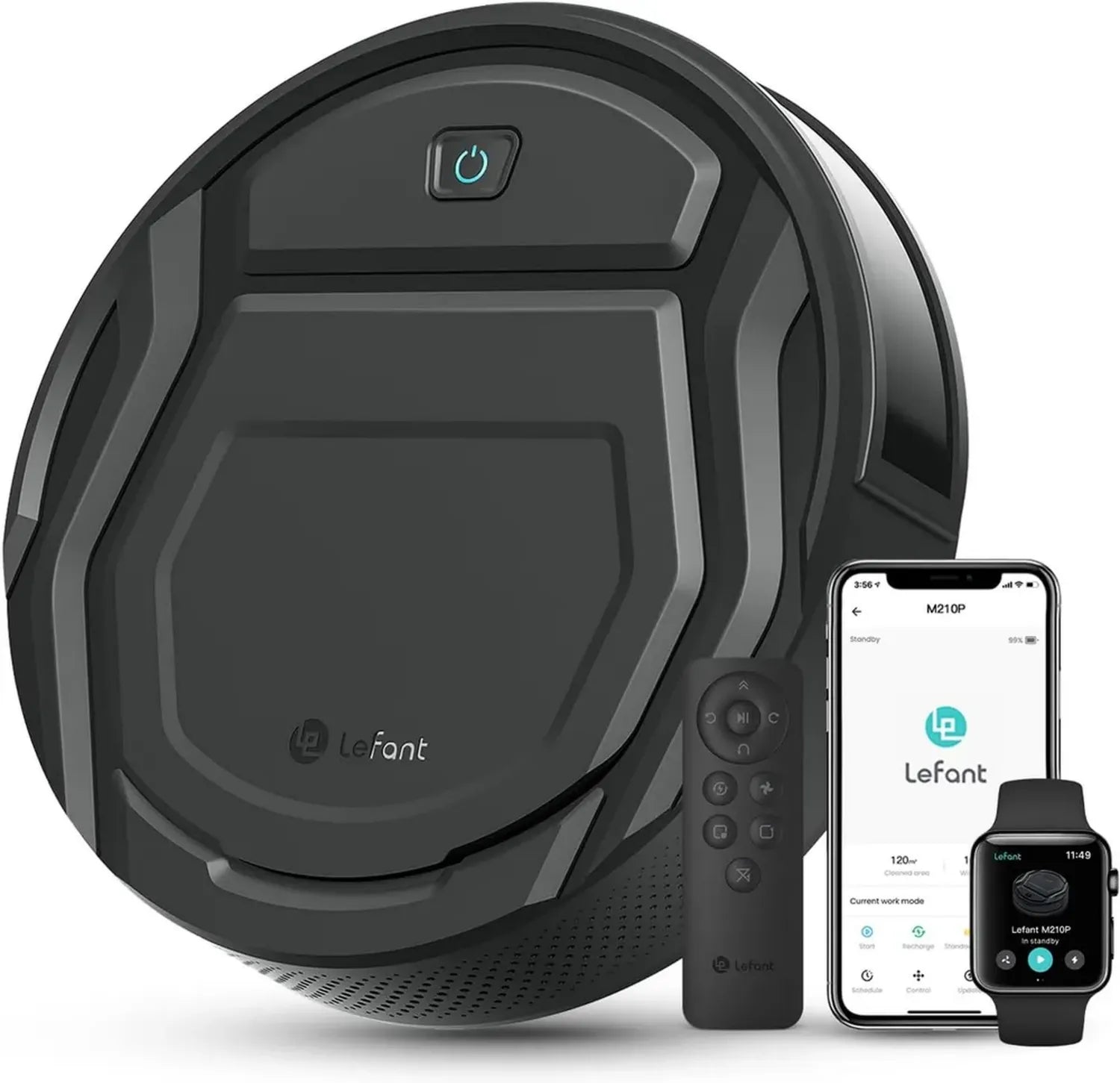 Lefant Staubsaugerroboter mit WLAN und Alexa, 2200 Pa, leise, für Tierhaare und Teppiche