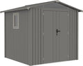 Metall Gartenhaus Rockford Braga 200 - Robustes Gerätehaus mit Doppeltür und Polycarbonat-Fenstern, 240x232x220cm, Grau