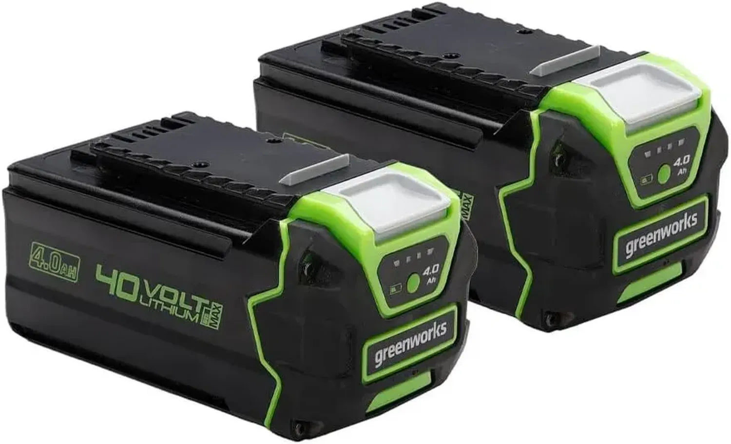 Greenworks 40V Akku-Set: 2x 4Ah Lithium-Ionen für Garten- und Elektrowerkzeuge, LED-Anzeige, 2 Jahre Garantie