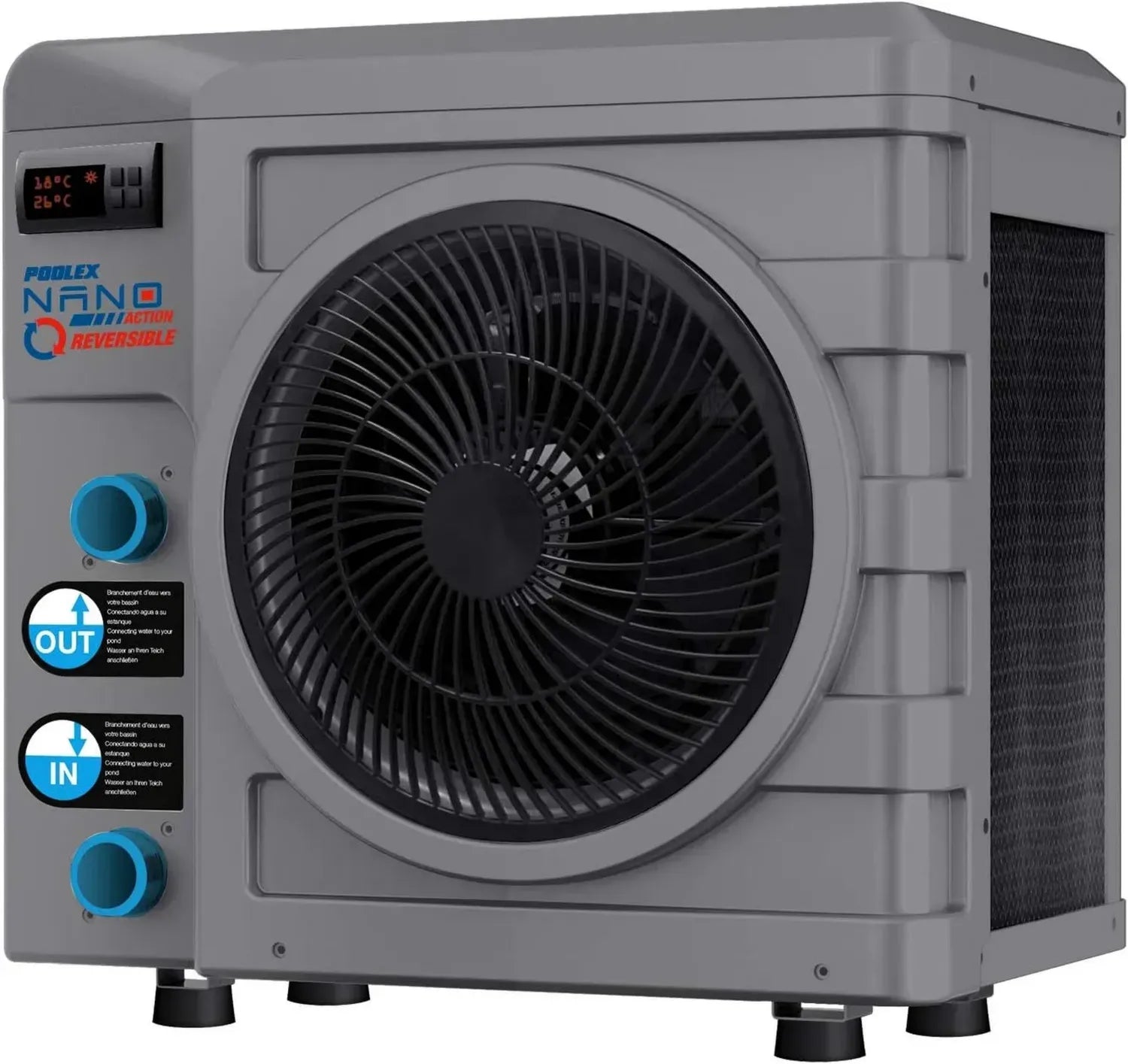 POOLEX Nano Action 5R – Effiziente Wärmepumpe für kleine Pools bis 35 m³, 990W, Grau