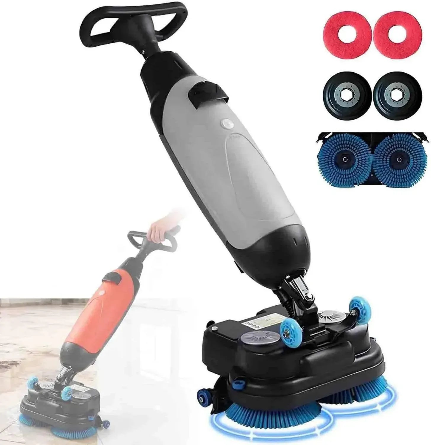 Kabelloser Bodenreiniger für Gewerbe mit 360° drehbarem Kopf und getrennten Tanks, 4L & 6L