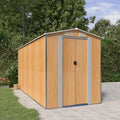 Fahrradgarage aus verzinktem Stahl 192x440x223 cm, hellbraun, ideal als Geräteschuppen und Gartenhütte