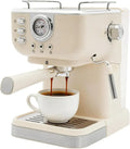 Kompakte Siebträgermaschine 20 Bar, 1050W Espressomaschine mit 1,5L Tank, Inklusive Presslöffel, Weiß, für Zuhause und Büro