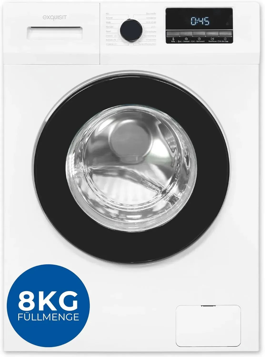 Hocheffiziente 8kg Waschmaschine, Klasse A, 1400 U/Min, Schnellstartfunktion, 16 Programme, Kindersicherung