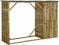 2-in-1 Gartenschuppen und Kaminholzregal aus Kiefernholz, 253x80x170cm