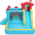 Outfunny Große Hüpfburg für Kinder mit 450W Gebläse, Rutsche - Indoor & Outdoor Nutzung - Blau