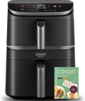 COSORI Heißluftfritteuse mit Dual-Kammern, 10,8L Volumen, TurboBlaze für extra Knusprigkeit, ideal für Gebäck, inkl. Rezeptbuch und Grillrost