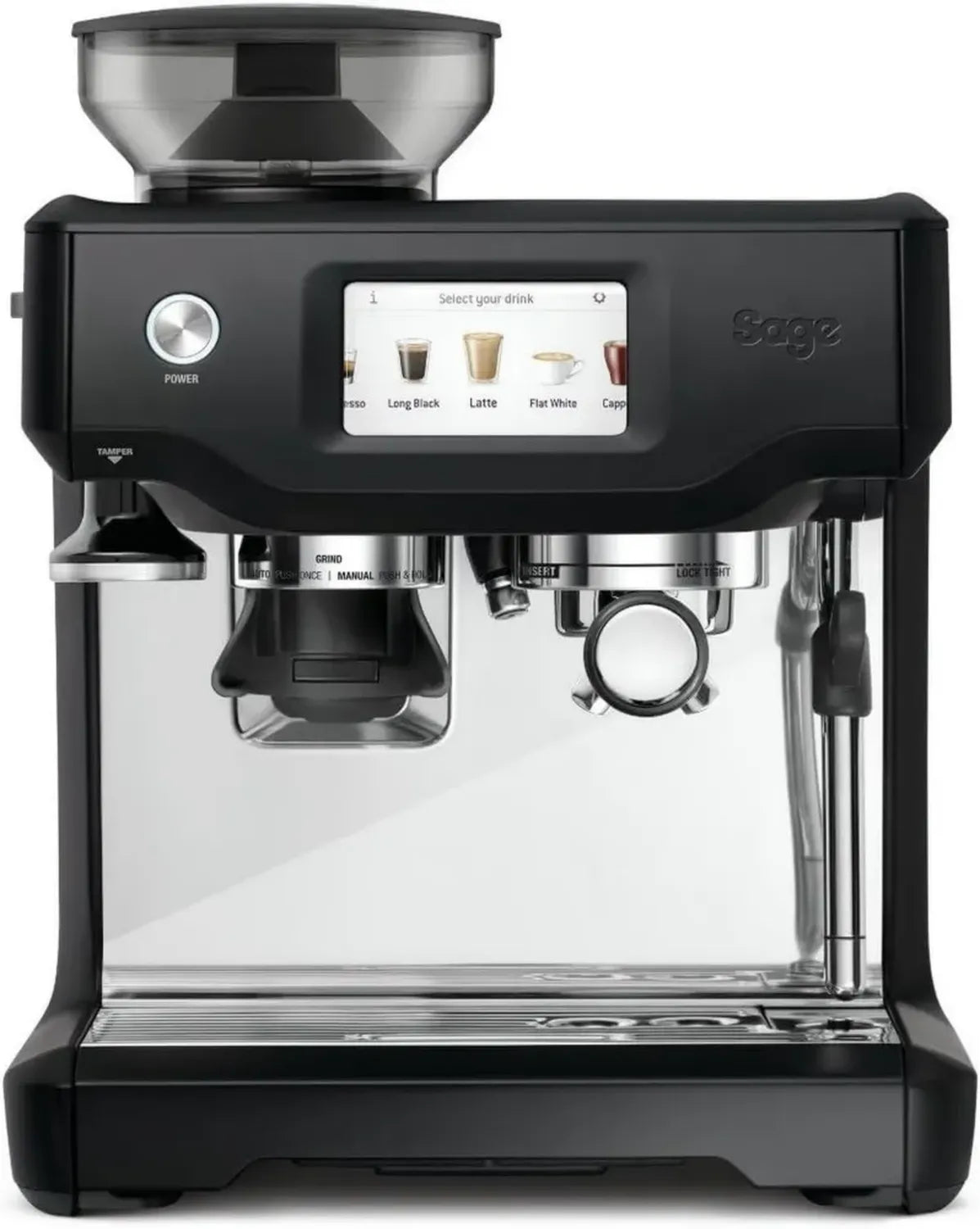 Sage Kaffeemaschine - Barista Touch mit automatischem Milchaufschäumer und Mahlwerk, Touchscreen & Siebträger - Schwarz
