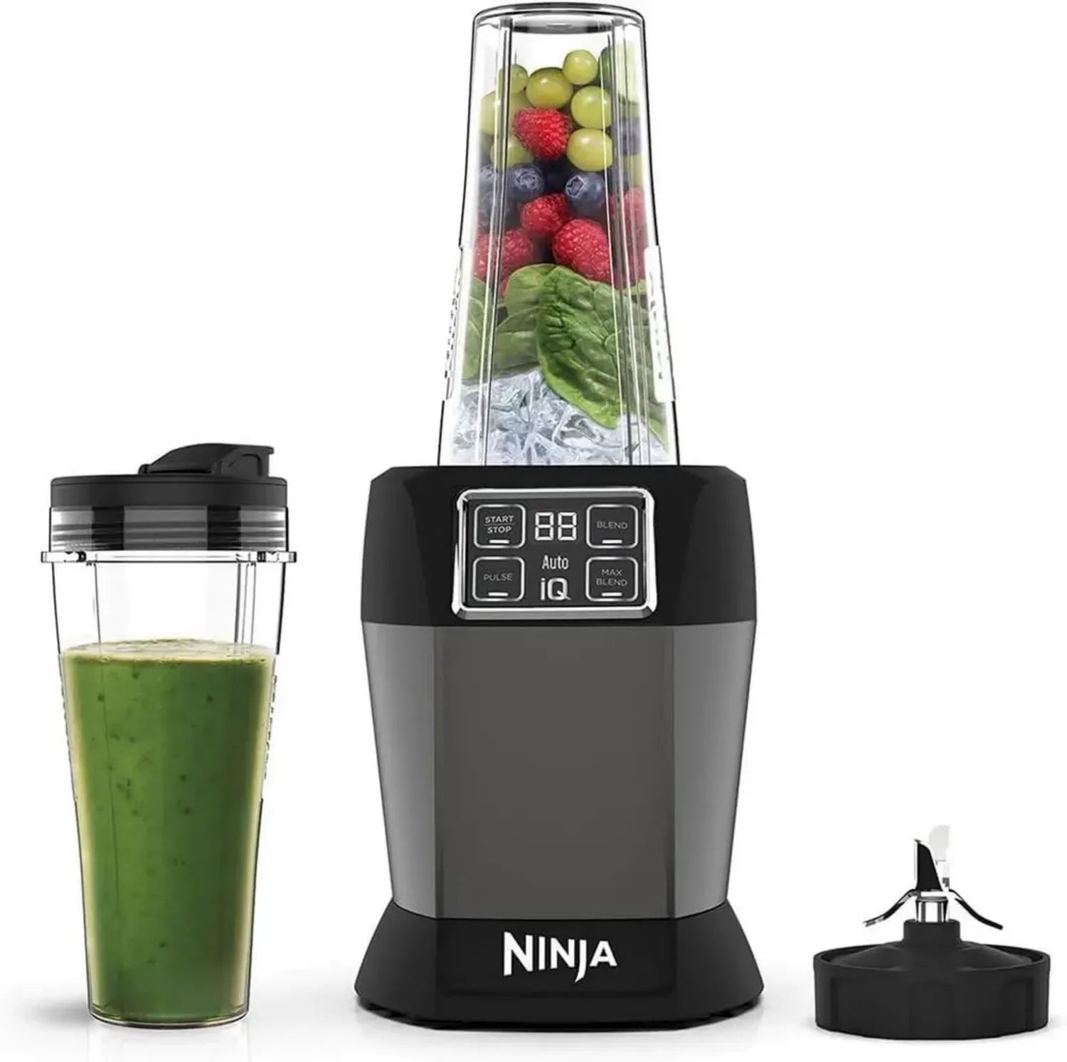Ninja Standmixer 1000W, Auto-iQ Programme, 2x 700ml Becher, Spülmaschinengeeignet, Schwarz