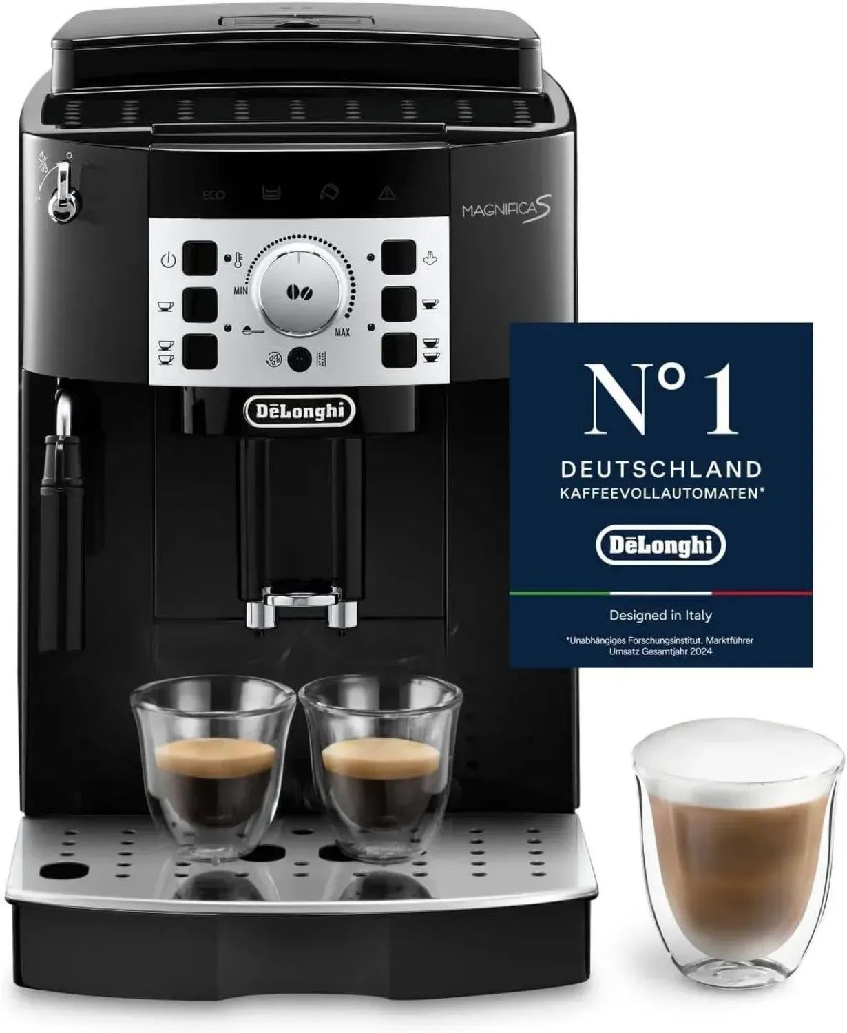 De'Longhi Magnifica S Kaffeevollautomat mit Milchaufschäumer und Tastenbedienung, Espresso- und Cappuccino-Maschine, Schwarz