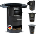 Multifunktionaler Feuerkorb mit 80cm Grillplatte, Dutch Oven Station & Grillfass - Hitzebeständig bis 700°C
