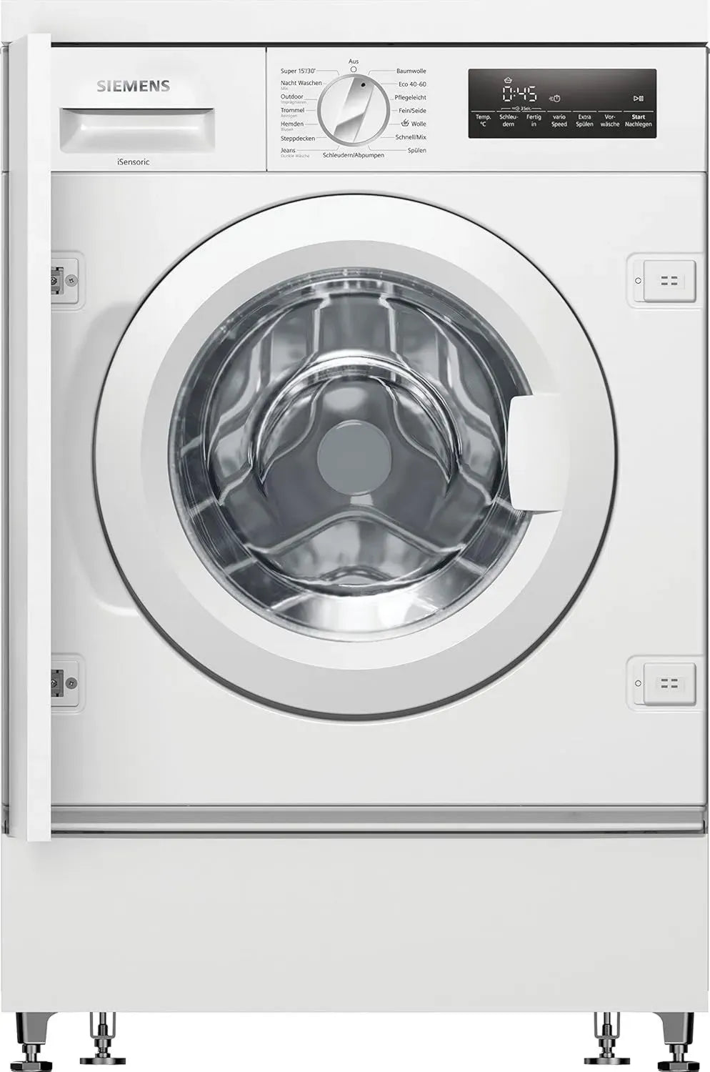 Siemens iQ700 Einbauwaschmaschine 8kg, 1400 U/min, speedPack L, LED Display, timeLight, Weiß