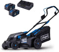 Scheppach Kabelloser Rasenmäher BC-MP380-X mit 38 cm Schnittbreite, geeignet für 450-500 m², 45L Fangkorb, Höhenverstellung 25-75 mm, bürstenloser Motor, 20V IXES-Serie, inklusive 10 Jahre Garantie und 2x4Ah Akkus mit Schnellladegerät
