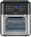 XXL Heißluftfritteuse 12L mit Sichtfenster & Touch-Display, 12-in-1 Multifunktionsofen inkl. Drehkorb & Grillspieß, Ölfreier Dörrapparat, Silber/Schwarz
