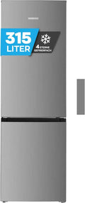 Heinrich's Energieeffiziente Kühl-Gefrierkombination 315 L, LED, Leise 40 dB, Inox