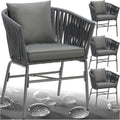 Komfortables 4er-Set Gartenstühle aus Geflecht mit Polster und Kissen für Terrasse und Balkon