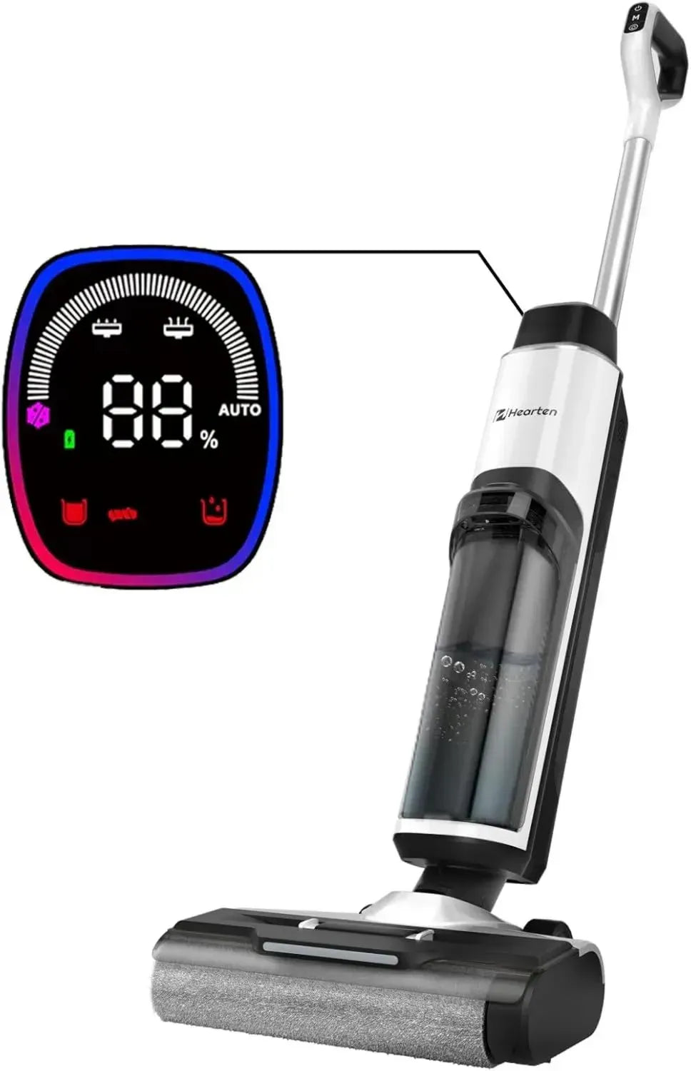 KABEL94 Akku-Nass-Trockensauger mit Elektrolyse-Wasserreinigung, Sprachsteuerung, Wischfunktion und LED-Anzeige für Tierhaare und Hartböden