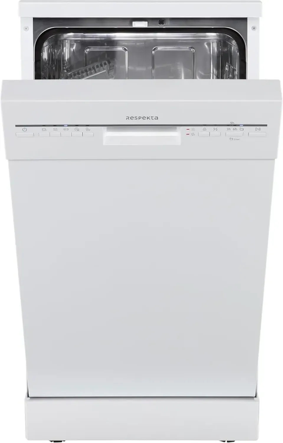 Respekta Bena Einbau-Geschirrspüler, 45 cm, 5 Programme, Startverzögerung, Automatische Türöffnung, Zwei Sprühebenen, 49 dB, Energieklasse D, Weiß