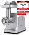 Caso FW2000 Leistungsstarker Fleischwolf, 800 W Nennleistung, 2000 W Blockierleistung, Aluminiumgehäuse, Silber