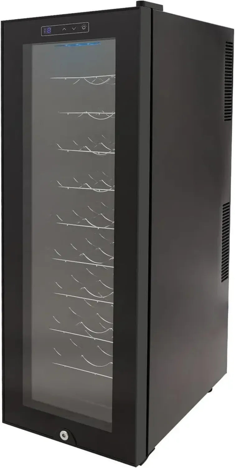 Freistehender Weinkühlschrank für 30 Flaschen, 90L, LED-Beleuchtung, Glastür
