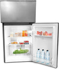 YUNA Kühl-Gefrierkombination mit 84L Volumen, 85cm hoch, Inox-Design, 4-Sterne-Gefrierfach, LED, ideal für Single oder Büro, Effizienzklasse E