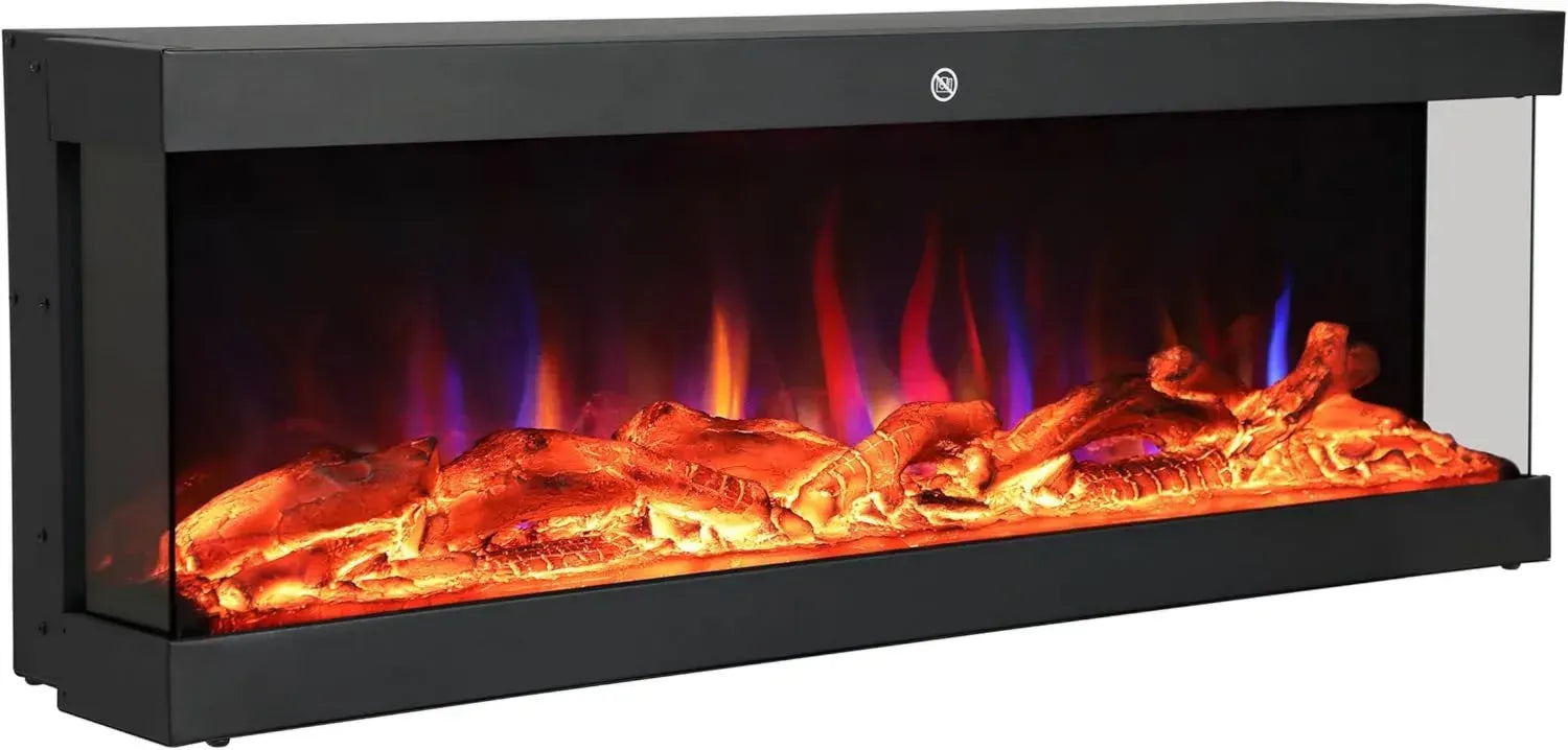 El Fuego 3D Elektrokamin Nizza mit LED-Farbwechsel und App-Steuerung, 107 cm, Audioeffekt, Fernbedienung, Dimmer, Timer und Montage-Set