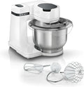 Bosch Küchenmaschine Serie 2, kompakte Küchenhilfe, 3,8 L Edelstahlschüssel, spülmaschinenfeste Knethaken und Schlagbesen, 4 Geschwindigkeiten, 700W, Weiß