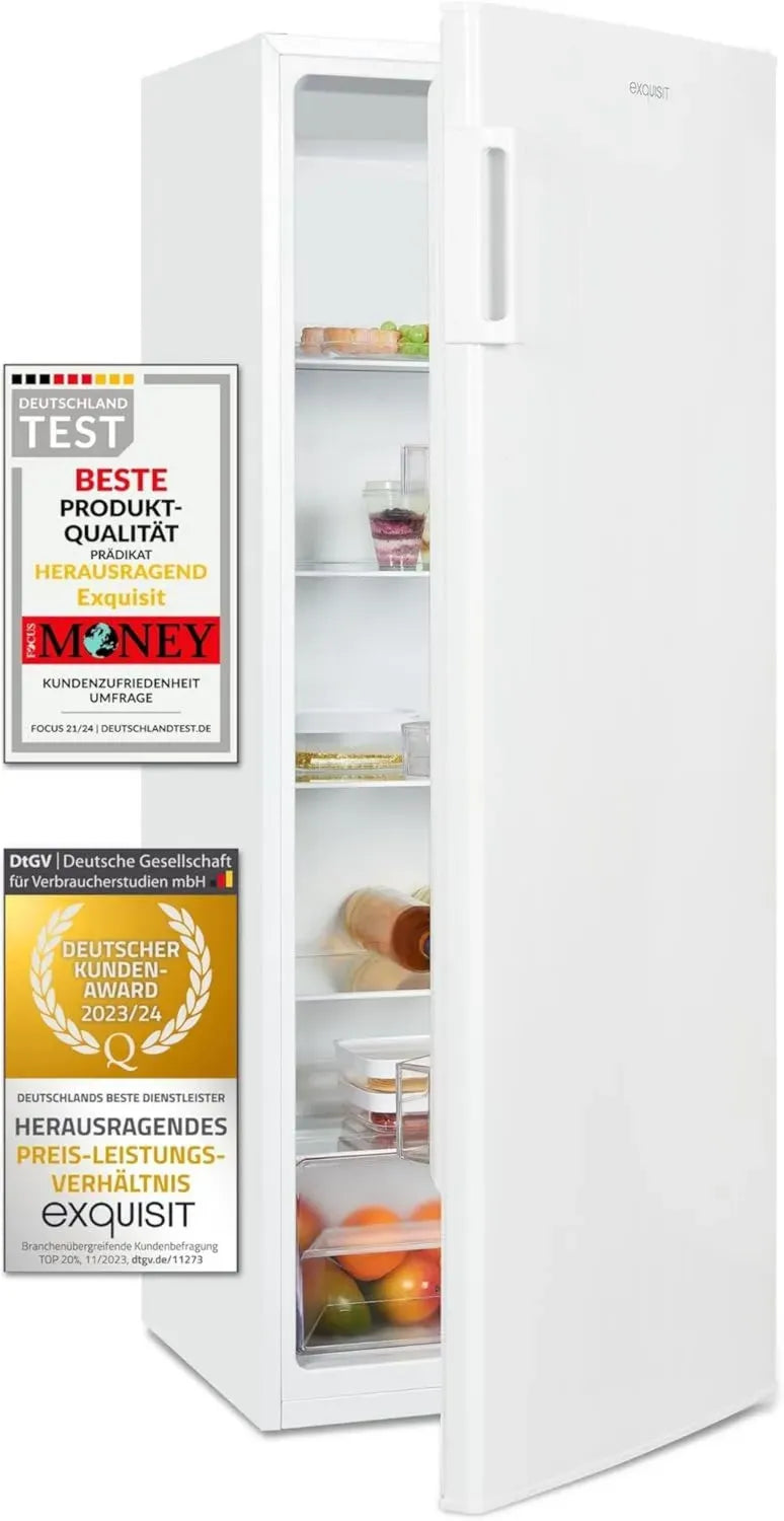 Exquisit Einbau-Kühlschrank 242L, E-Klasse, leise 40 dB, LED, Abtauautomatik, Glasböden, Gemüsefach, Weiß