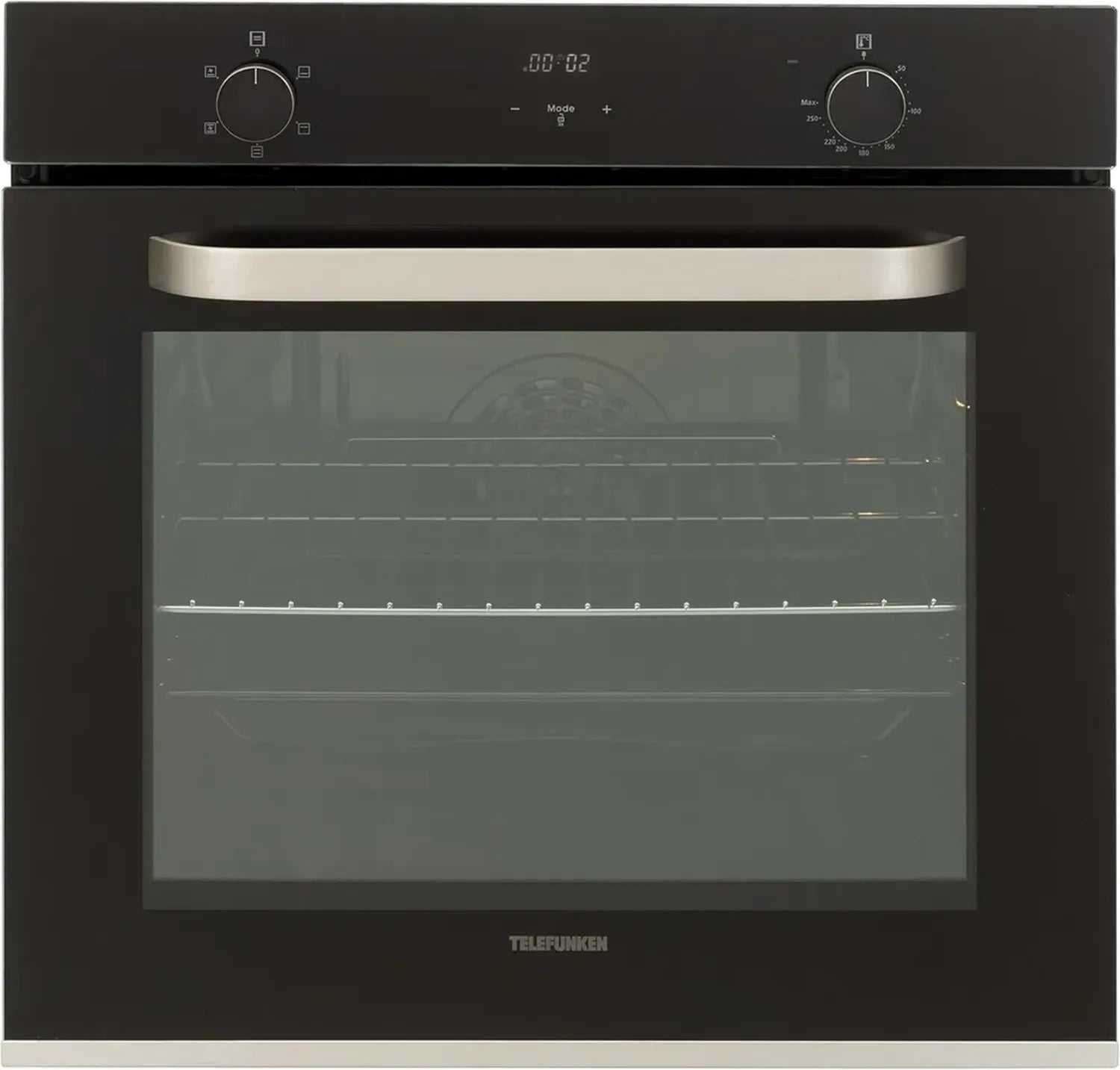 Telefunken Einbaubackofen 73L, 60cm, Edelstahl, 5 Funktionen, Umluft & Ober-/Unterhitze, Leichte Reinigung