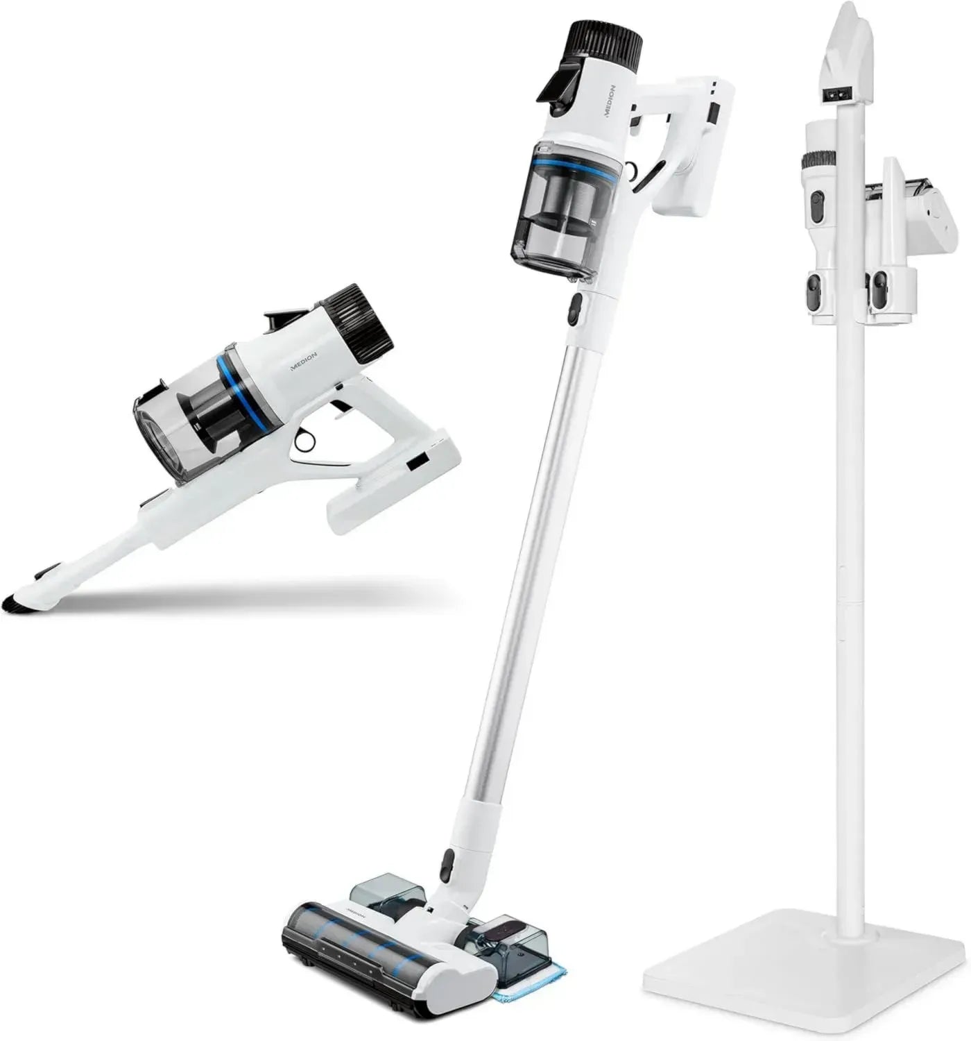 Kabelloser MEDION Zyklon-Staubsauger mit Wischfunktion und LED-Display