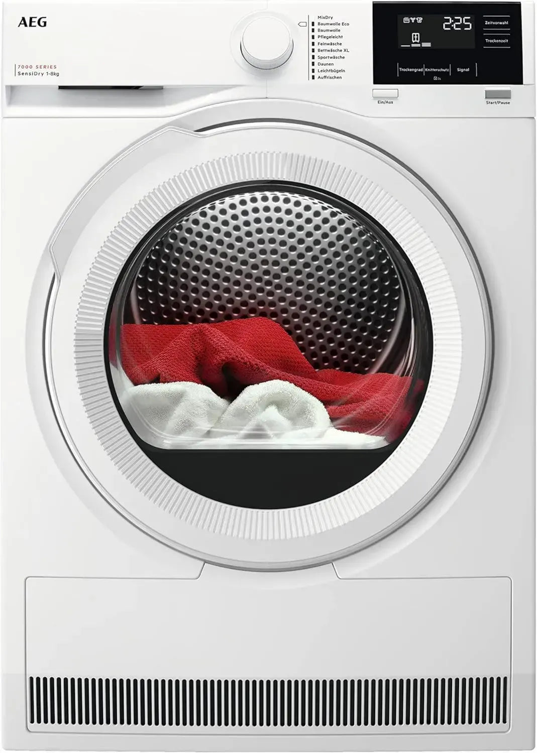 AEG 8 kg Wärmepumpentrockner Serie 7000, SensiDry Technologie, Energieklasse E, Mengenautomatik, Schontrommel, reversible Drehrichtung, Knitterschutz