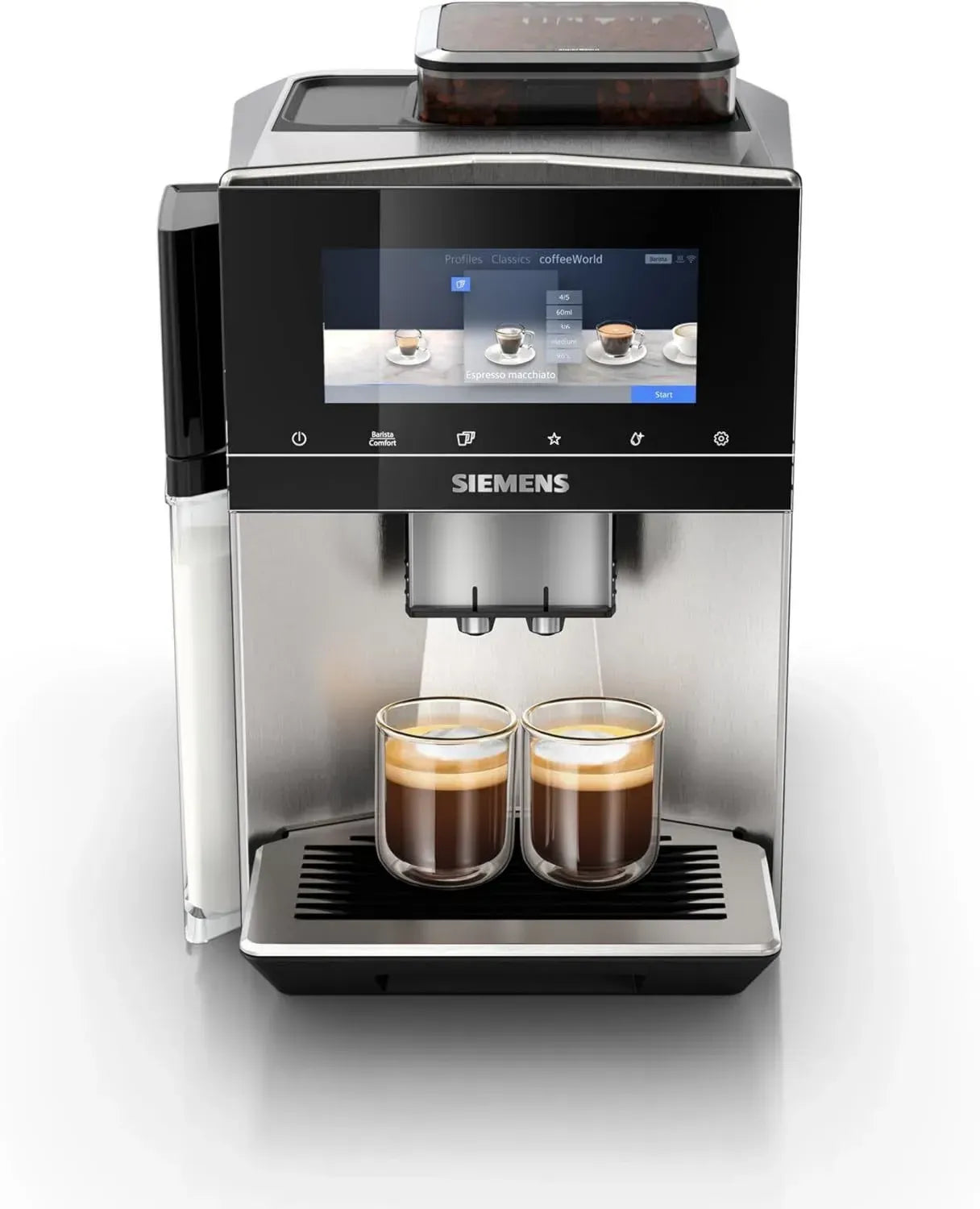 Siemens EQ900 Kaffeevollautomat, Farb-TFT-Display, automatisches Reinigungssystem, 36 Getränkeoptionen, Cold Brew Funktion, Doppel-Tassen, leiser Betrieb, Edelstahl