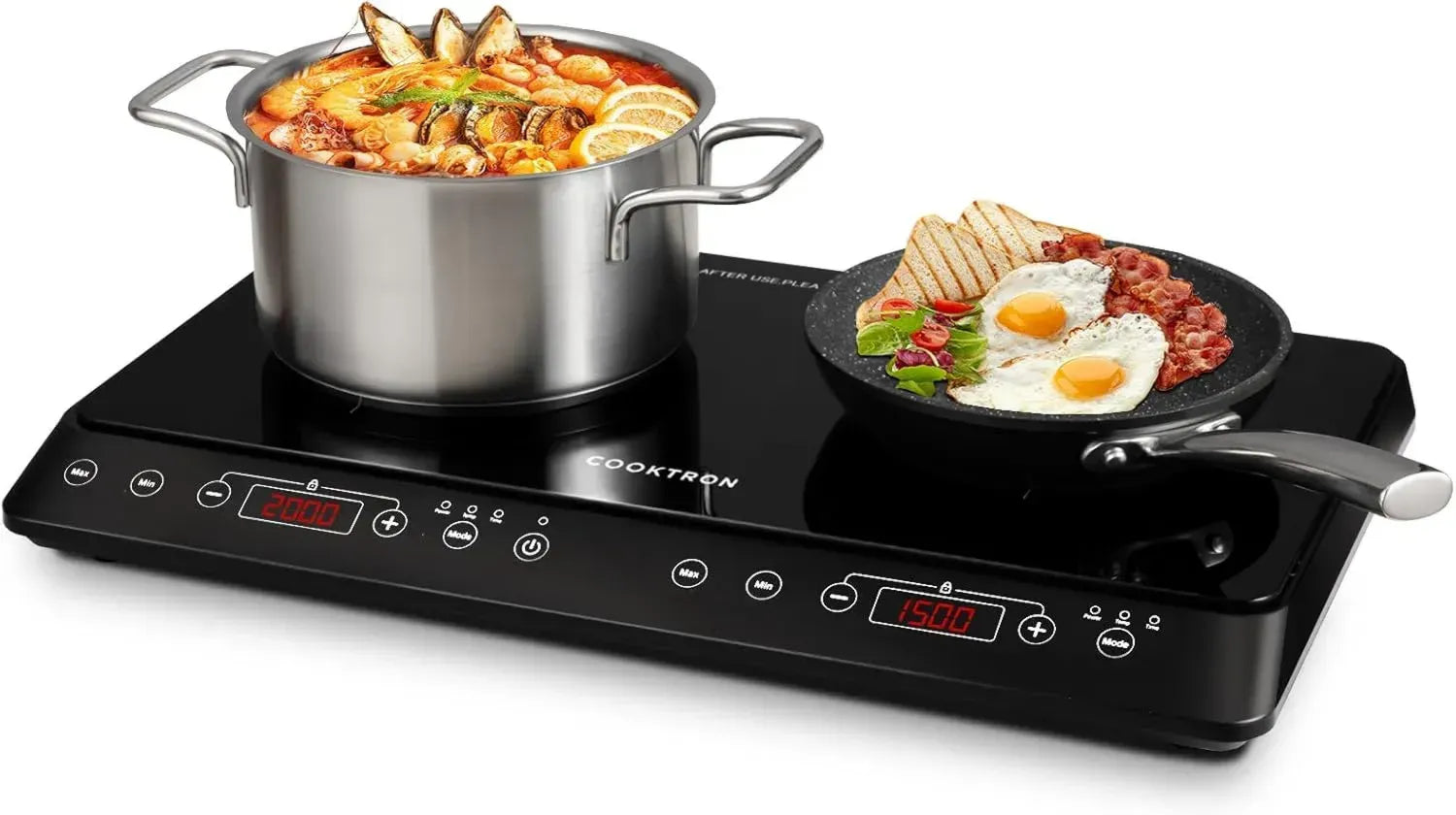 Tragbares Doppel-Induktionskochfeld, 3500W, 6 Leistungs- und 10 Temperatureinstellungen, Timer, Touch-Bedienung, perfekt für Camping und Küche, schwarz