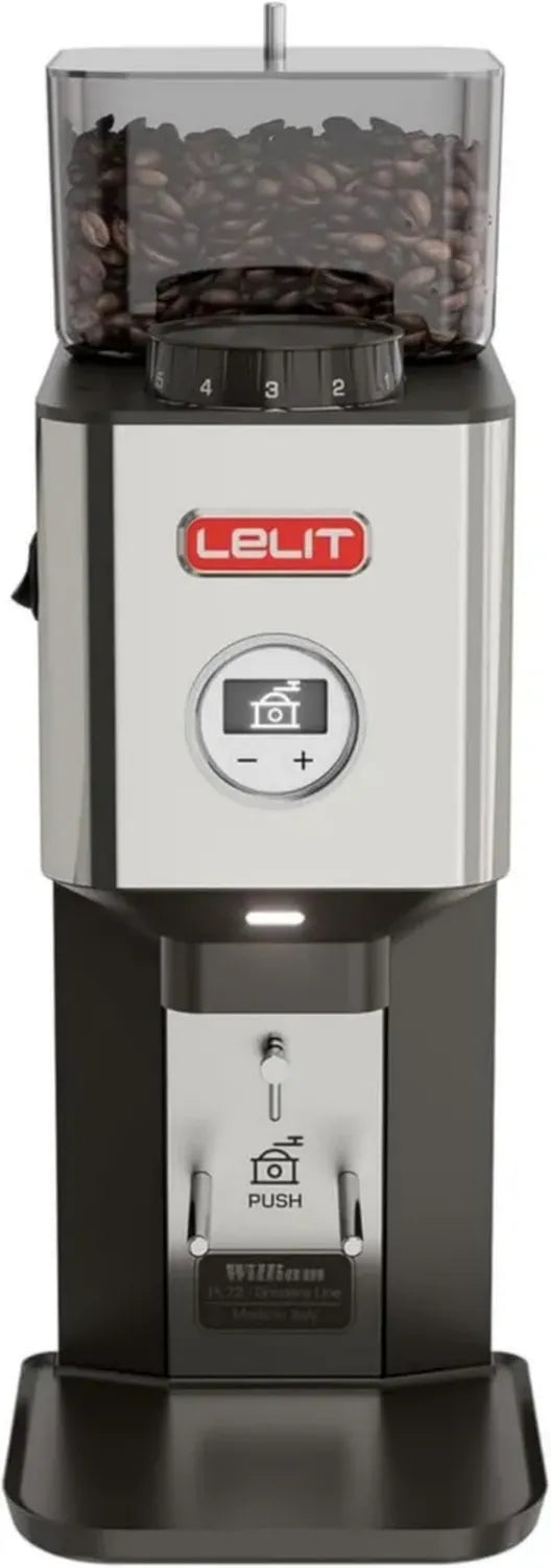 LELIT William PL72-P Espressomühle mit Scheibenmahlwerk - Präzise Mahlzeiteinstellung mit LCC - Silber