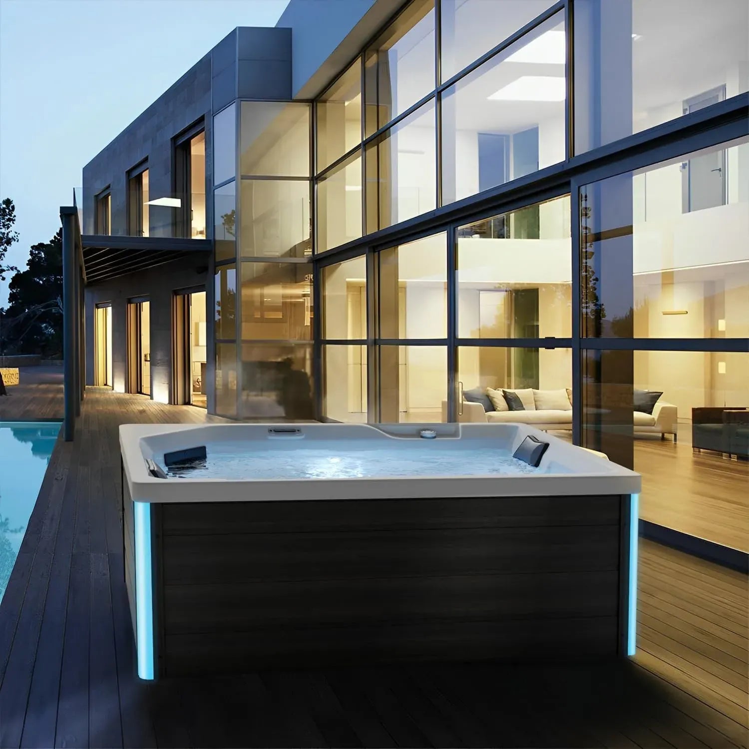 Tronitechnik® Outdoor Whirlpool Spa GALERA mit Heizung, Hydromassage und LED-Beleuchtung in Weiß