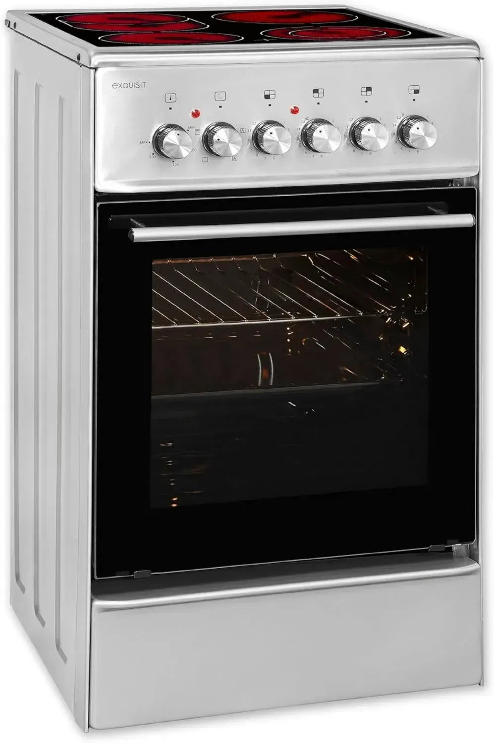 Exquisit Elektrischer Standherd 50cm mit Glaskeramikfeld, Umluft und Grill