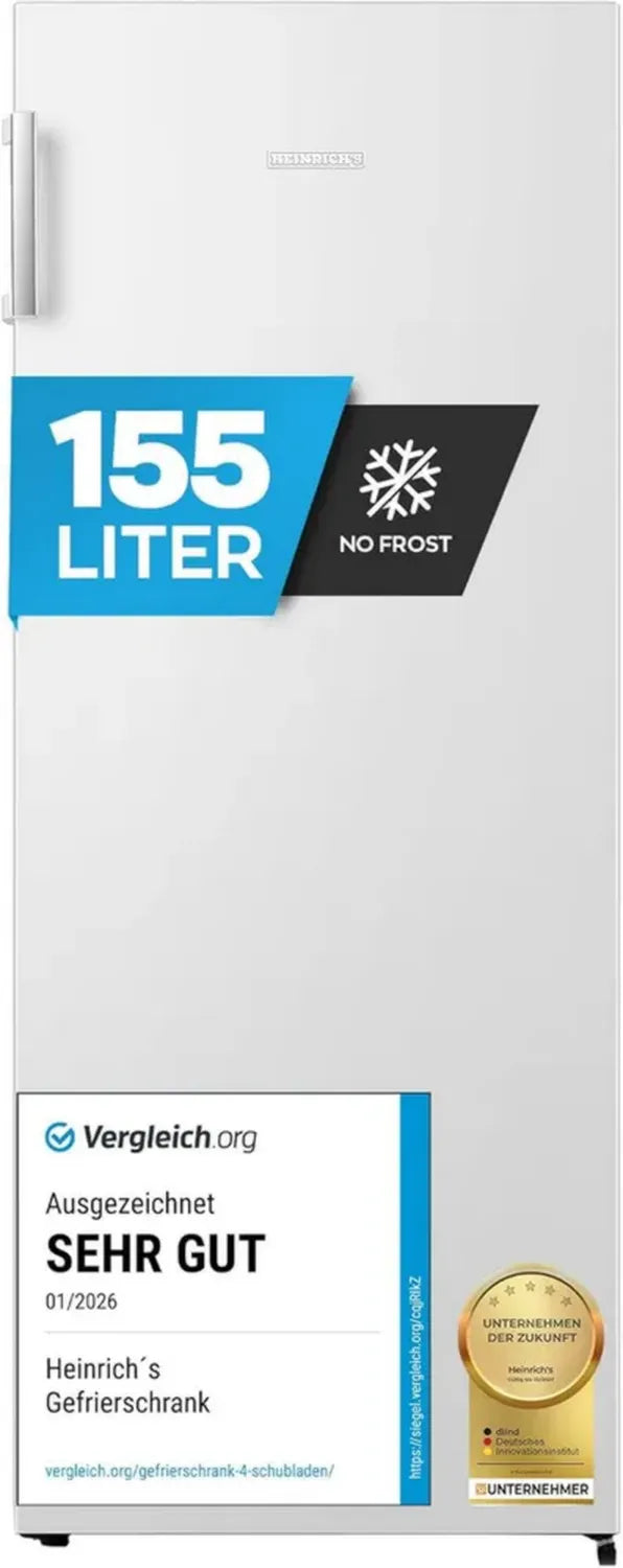 Freistehender No-Frost Gefrierschrank mit LED-Display und wechselbarem Türanschlag