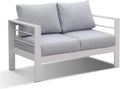 LANOX 2-Sitzer Gartensofa Aluminium mit Kissen, Wetterfest, Weiß, 128x65x66 cm