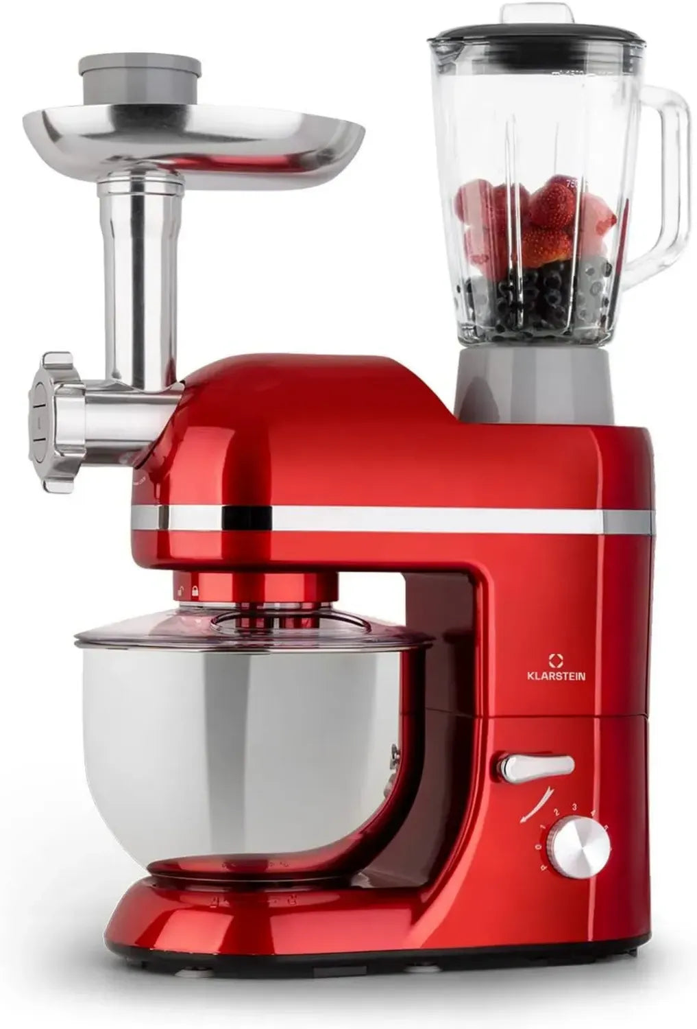 Klarstein 1800W Küchenmaschine mit Fleischwolf und 5L Schüssel, Planetenrührwerk, 6 Geschwindigkeiten, inkl. Rühr- und Knethaken