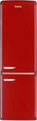 Amica Retro Kühl-Gefrierkombination Rot, 181cm Höhe, Energieeffizient